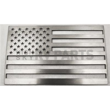 American Car Craft Emblem - American Flag Silver Stainless Steel - 142029