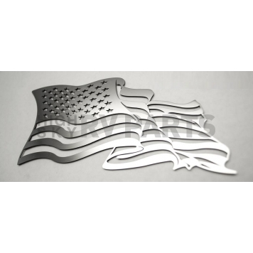 American Car Craft Emblem - Flowing American Flag  Stainless Steel - 142046