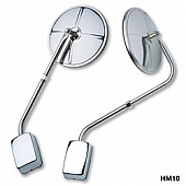 K-Source Exterior Mirror Manual Round Silver Single - HM10