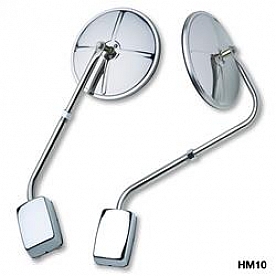 K-Source Exterior Mirror Manual Round Silver Single - HM10