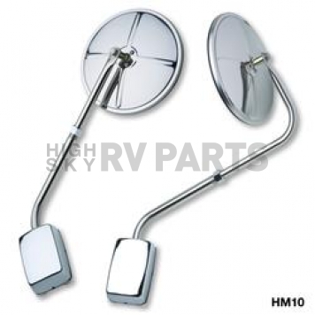 K-Source Exterior Mirror Manual Round Silver Single - HM10