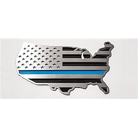 American Car Craft Emblem - USA Map Silver Stainless Steel - 142058