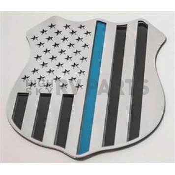 American Car Craft Emblem - Police Shield Silver/ Black/ Blue Stainless Steel - 142078