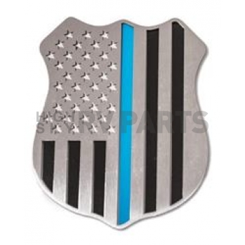American Car Craft Emblem - Police Shield Silver/ Black/ Blue Stainless Steel - 142079