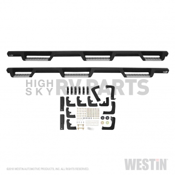 Westin Automotive Nerf Bar - Truck Wheel to Wheel Black Powder Coated With Polished Diamond Plate Step Pads On Drop Down Steps Steel Square - 565340252-3
