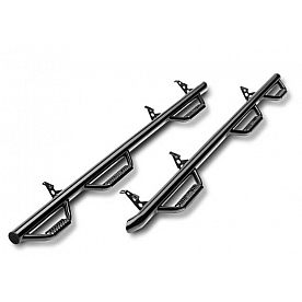 N-Fab Nerf Bar - Truck Wheel to Wheel Black Gloss Textured Powder Coated Steel Round - F1797QC6