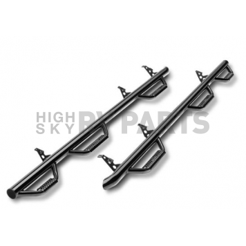 N-Fab Nerf Bar - Truck Wheel to Wheel Black Gloss Textured Powder Coated Steel Round - F1797QC6