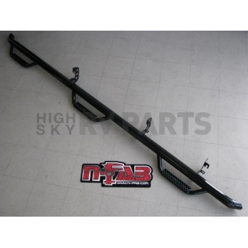N-Fab Nerf Bar - Truck Wheel to Wheel Black Gloss Powder Coated Steel Round - C88100QC6-1