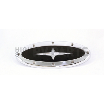 All Sales Emblem - Ford Oval Race Style With Cross Insert Silver Aluminum - 50907