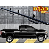 N-Fab Nerf Bar - Truck Wheel to Wheel Black Gloss Powder Coated Steel Round - C1595QC6