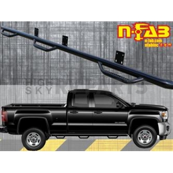 N-Fab Nerf Bar - Truck Wheel to Wheel Black Gloss Powder Coated Steel Round - C1595QC6