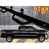 N-Fab Nerf Bar - Truck Wheel to Wheel Black Gloss Powder Coated Steel Round - C1598CC