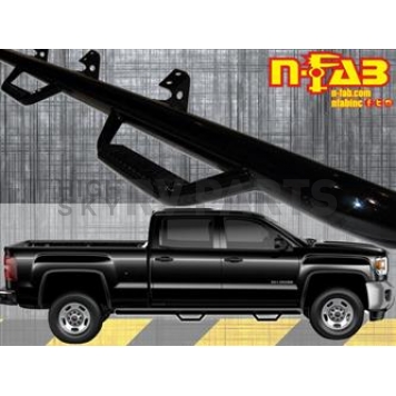 N-Fab Nerf Bar - Truck Wheel to Wheel Black Gloss Powder Coated Steel Round - C1598CC