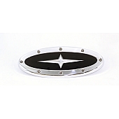 All Sales Emblem - Ford Oval Race Style With Cross Insert Silver Aluminum - 50707
