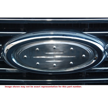 All Sales Emblem - Ford Oval Step Style Ball Milled With Rivets Silver Aluminum - 50906-1