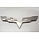 American Car Craft Emblem - Hood Badge C6 Crossed Flags Badge Silver Stainless Steel - 043113