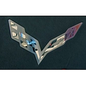 American Car Craft Emblem - Corvette Flags Badge Silver Stainless Steel - 053021