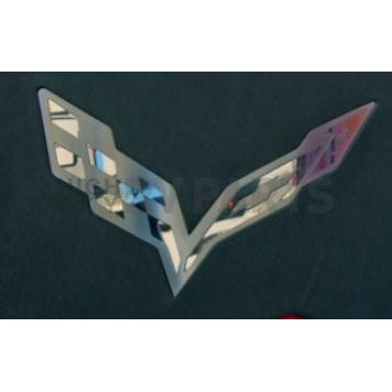 American Car Craft Emblem - Corvette Flags Badge Silver Stainless Steel - 053021