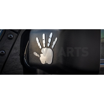 American Car Craft Emblem - 3 Inch Wave Hand Silver Stainless Steel - 142035