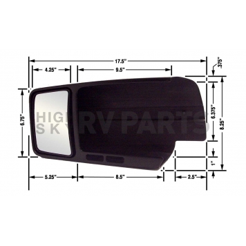 CIPA USA Exterior Towing Mirror Manual Rectangular Single - 11802-1