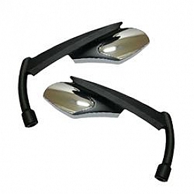CIPA USA Exterior Mirror   Black Hand With Silver Head Set Of 2 - 01904
