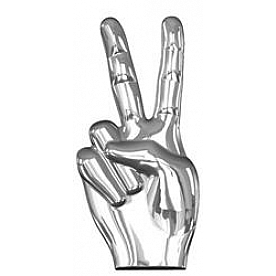 Trimbrite Decal - 3D Peace Hand - Silver - T1923