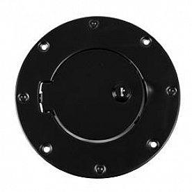Rugged Ridge Fuel Door Cover - Powder Coated Black Stainless Steel - 1122904