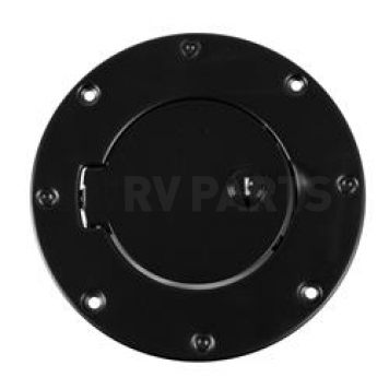 Rugged Ridge Fuel Door Cover - Powder Coated Black Stainless Steel - 1122904