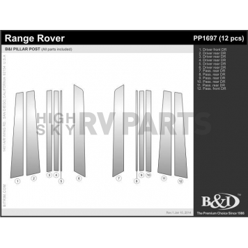 B & I Fender Body Pillar Cover PP1697-2
