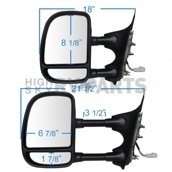 K-Source Exterior Towing Mirror Electric Rectangular Set Of 2 - 6106970F-1