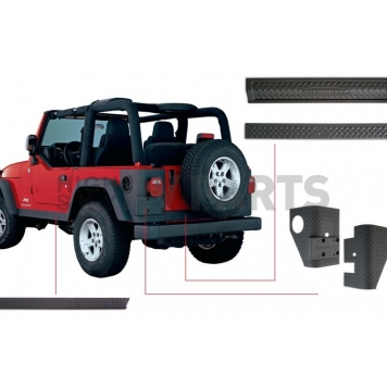Bushwacker Body Protector Kit - Diamond Textured Thermoplastic Polyolefin Black - 14902
