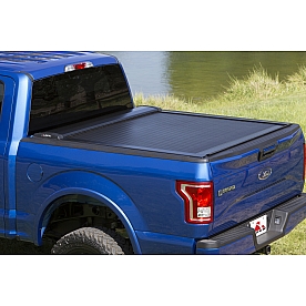 Leer Tonneau Cover Hard Manual Retractable Black Matte Aluminum - RLFA19A45