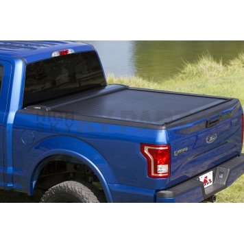 Leer Tonneau Cover Hard Manual Retractable Black Matte Aluminum - RLFA19A45