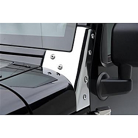 Smittybilt Windshield Bracket - Stainless Steel Silver Set Of 2 - 7481