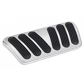 Lokar Performance Brake Pedal Pad - Aluminum With Rubber Insert Silver With Black Insert - BAG6175