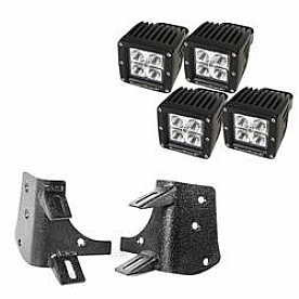 Rugged Ridge Windshield Hinge Light Bracket - Steel Black Set Of 2 - 1123238