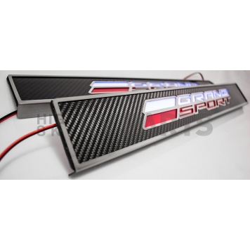 American Car Craft Door Sill Protector - Stainless Steel Black, Red And White Satin 2 Piece - 051025