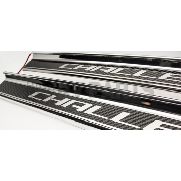 American Car Craft Door Sill Protector - Carbon Fiber Silver Polished Set Of 2 - 151047GRNL