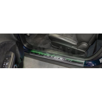 American Car Craft Door Sill Protector - Carbon Fiber Silver Polished Set Of 2 - 151047GRNL-1