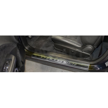 American Car Craft Door Sill Protector - Carbon Fiber Silver Polished Set Of 2 - 151047YLWL-1