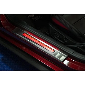 American Car Craft Door Sill Protector - Stainless Steel Silver Polished Set Of 2 - 271037BLUL