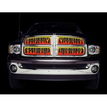 Putco Grille Insert - Red/ Orange/ Yellow/ White Painted Stainless Steel Rectangular - 89396