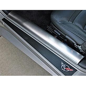 American Car Craft Door Sill Protector - Stainless Steel Silver Brushed Set Of 2 - 031015