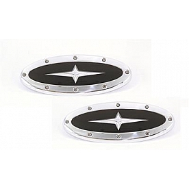 All Sales Emblem - Ford Oval Race Style With Cross Insert Silver Aluminum - 57707