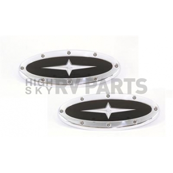All Sales Emblem - Ford Oval Race Style With Cross Insert Silver Aluminum - 57707