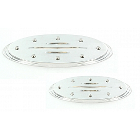 All Sales Emblem - Ford Oval Step Style Ball Milled With Rivets Silver Aluminum - 59506