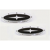 All Sales Emblem - Ford Oval Race Style With Cross Insert Silver Aluminum - 59707