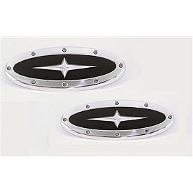 All Sales Emblem - Ford Oval Race Style With Cross Insert Silver Aluminum - 59707