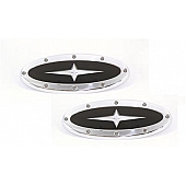 All Sales Emblem - Ford Oval Race Style With Cross Insert Silver Aluminum - 59907