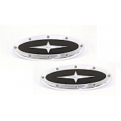 All Sales Emblem - Ford Oval Race Style With Cross Insert Silver Aluminum - 55507